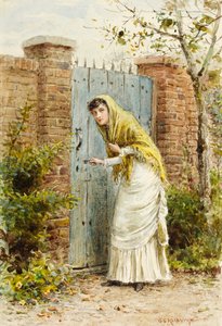 Niña en una puerta de George Goodwin Kilburne